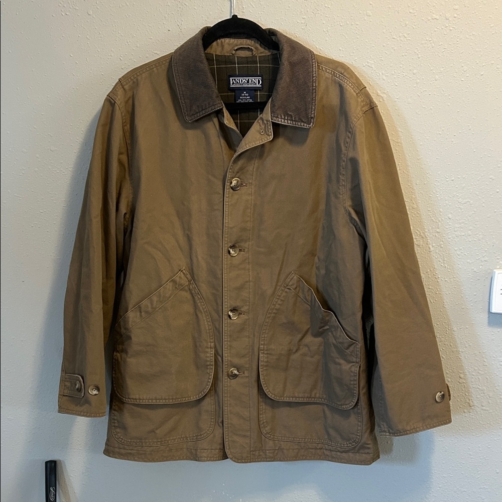 Lands' End Taupe Field Jacket with Corduroy Collar